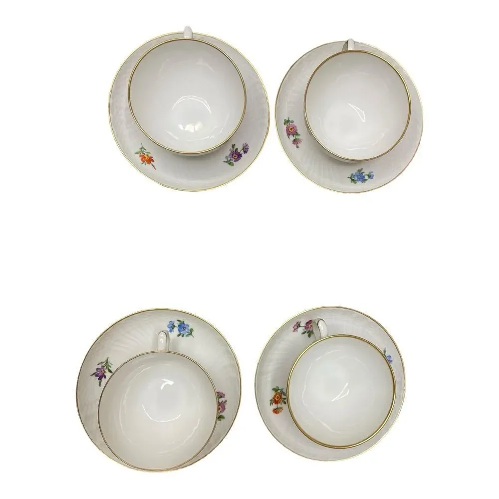Royal Copenhagen Tea Cups & Saucers 493 / 1551 All Different Floral Bouquets